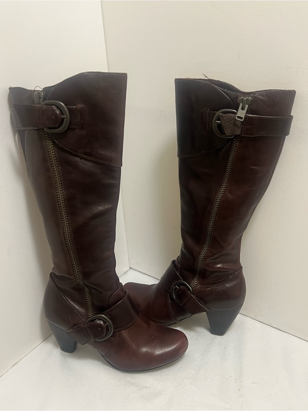 Born Women's Tall Leather Boots in Dark Brown